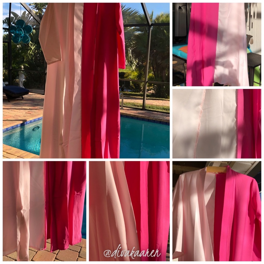 New Sizes  Duster Cardigan Kimono Pink - Picture 7 of 8